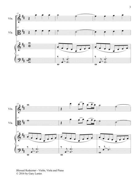 3 FAVORITE HYMNS (Trio - Violin, Viola & Piano with Score/Parts) image number null