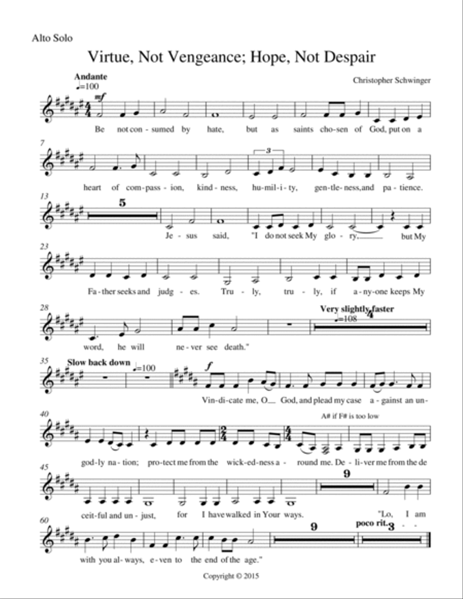 Virtue, Not Vengeance; Hope, Not Despair - for alto solo and piano - orchestral version sold separat Alto Voice scores gallery preview page 4