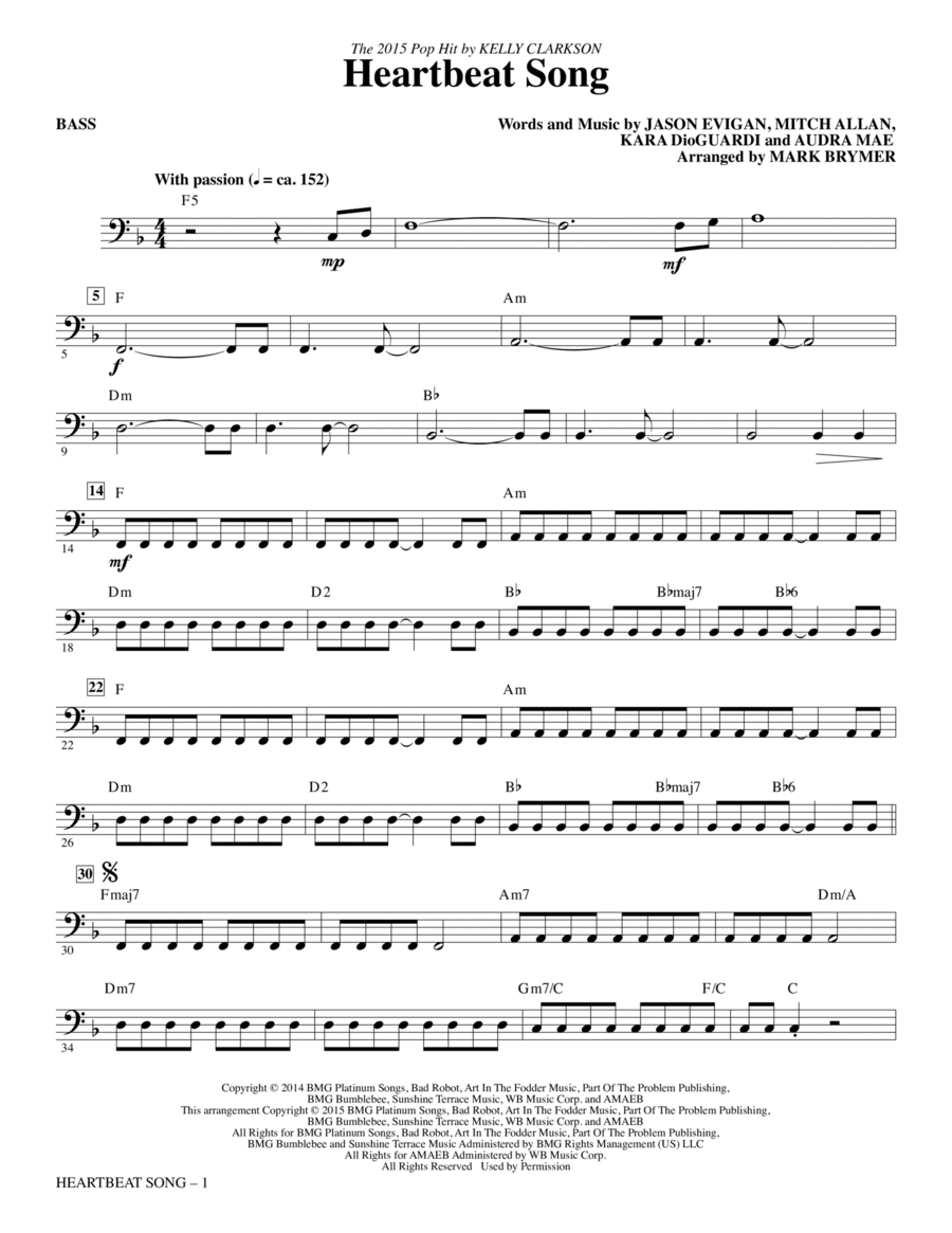 Heartbeat Song (arr. Mark Brymer) - Bass Choir scores gallery preview page 1