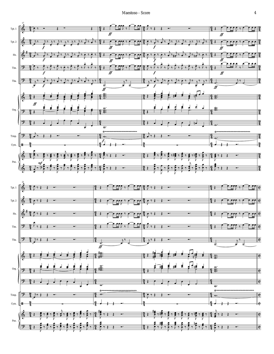 Maestoso, from Symphony #3 "Organ" (for Brass Quintet and Organ) image number null