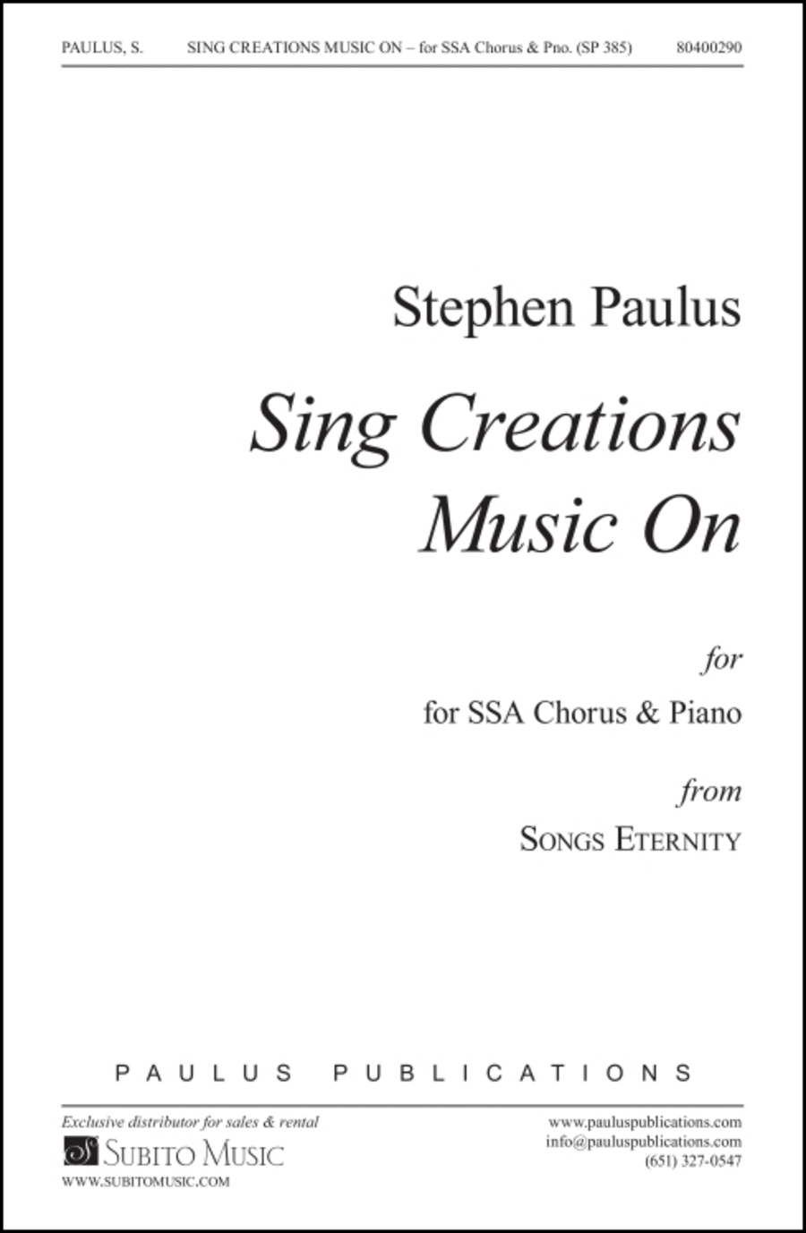 Sing Creations Music On (SONGS ETERNITY)