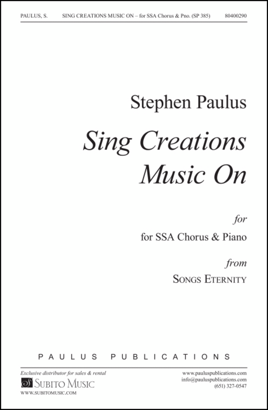 Sing Creations Music On (SONGS ETERNITY) SSA scores gallery preview page 1