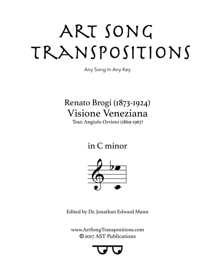 BROGI: Visione Veneziana (transposed to C minor) Piano, Vocal scores gallery preview page 1