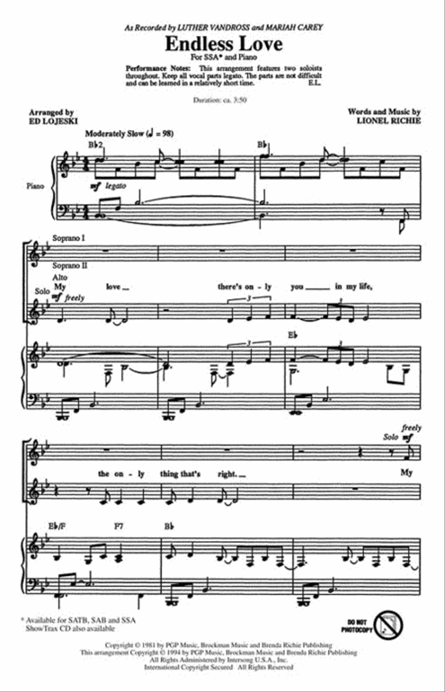 Endless Love Endless Love SSA scores gallery preview page 2