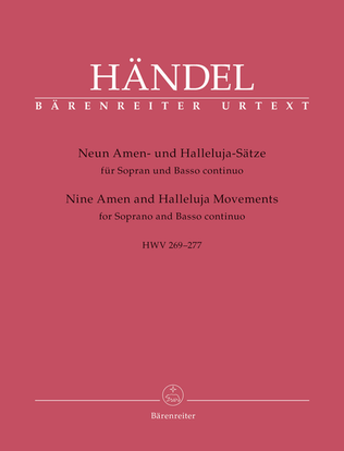 Book cover for Nine Amen and Halleluja Movements for Soprano and Basso continuo HWV 269-277
