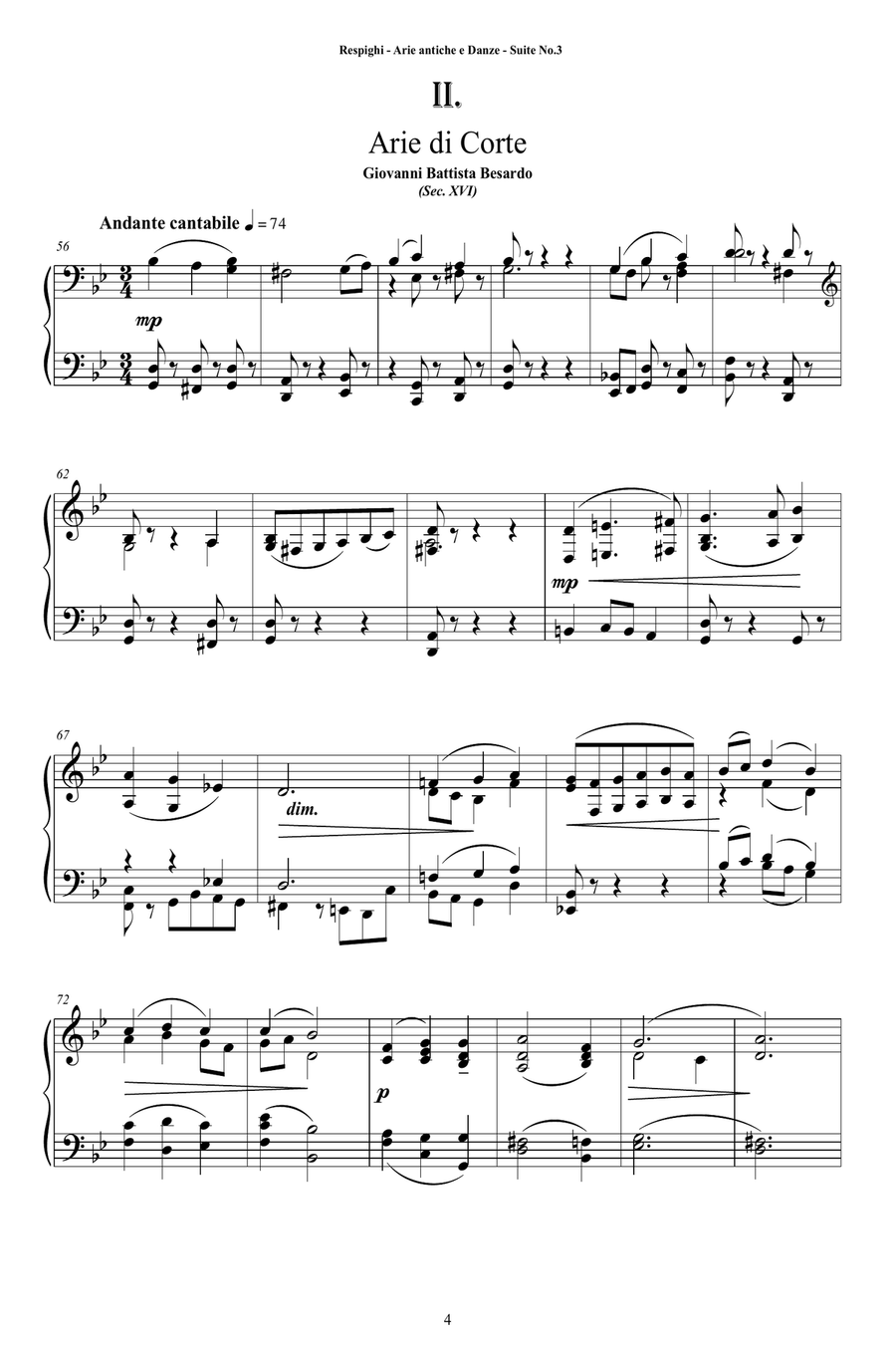 Respighi - Suite No.3 - Antiche Arie e Danze for Piano Piano Solo scores gallery preview page 4