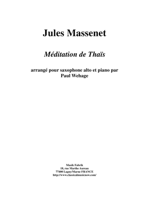 Jules Massenet: Meditation from "Thais", arranged for alto saxophone and piano