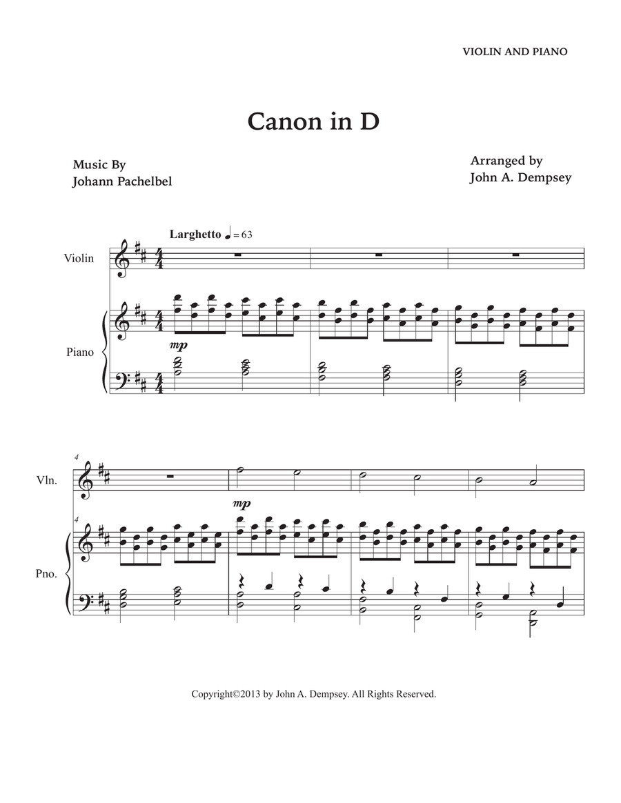 Canon in D (Violin and Piano) Violin Solo scores gallery preview page 5