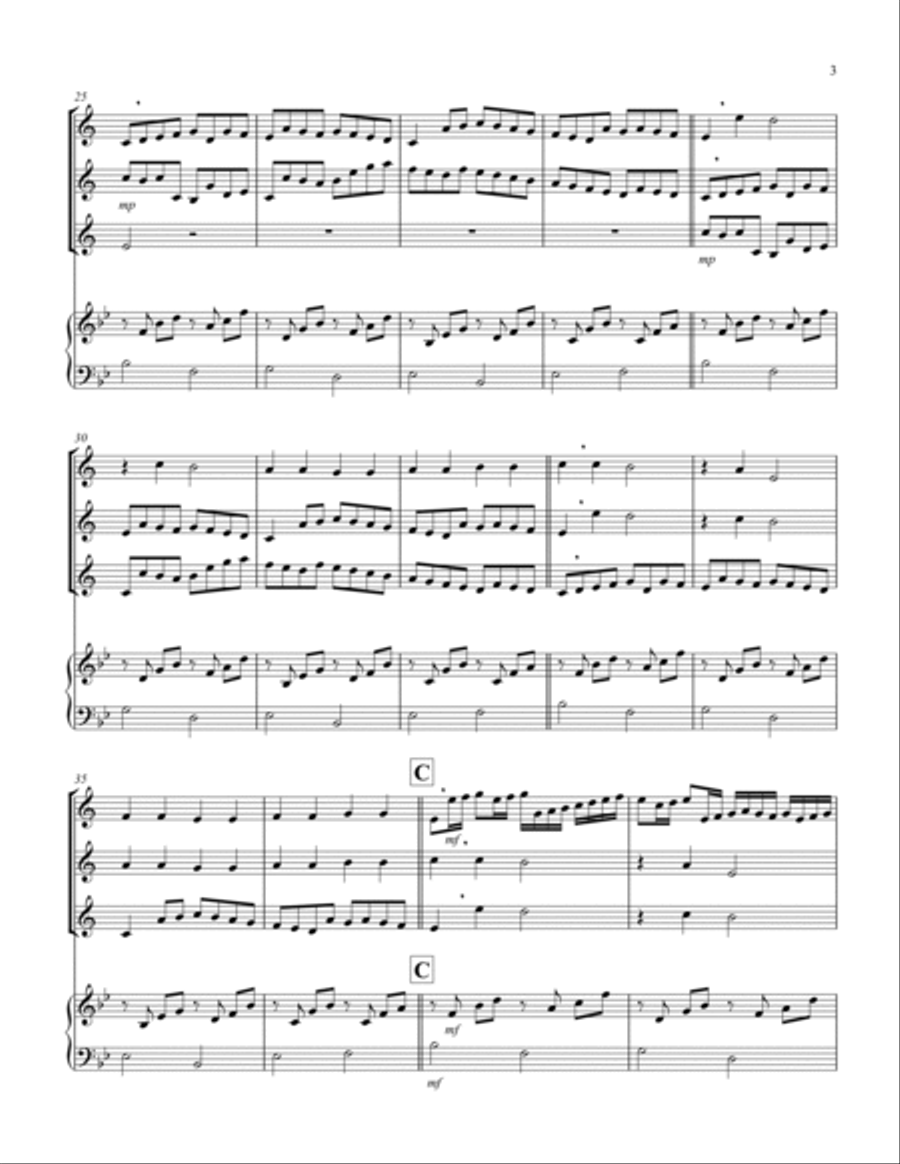 Canon (Pachelbel) (Bb) (Soprano Saxophone Trio, Keyboard) Chamber Music scores gallery preview page 3