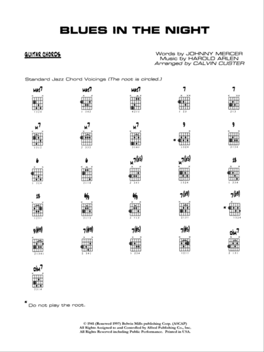 Blues in the Night: Guitar Chords Jazz Ensemble scores gallery preview page 1