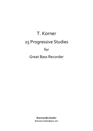 Book cover for 25 Progressive Studies For Great Bass Recorder (bass clef)