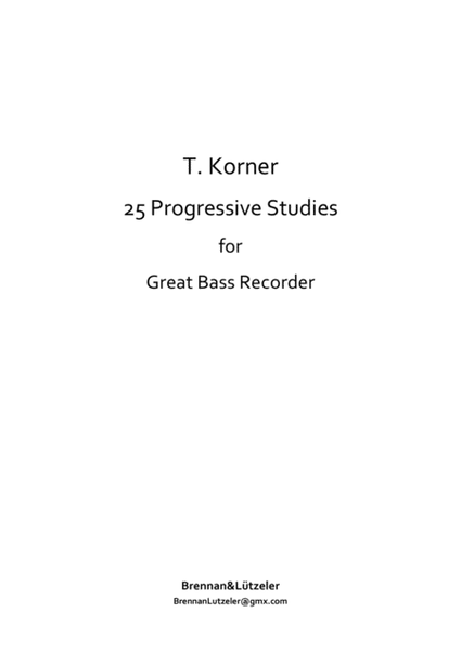25 Progressive Studies For Great Bass Recorder (bass clef)