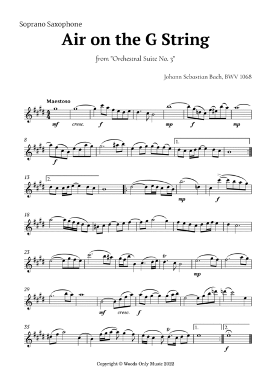 5 Famous Songs by Bach for Saxophone Quartet by Johann Sebastian