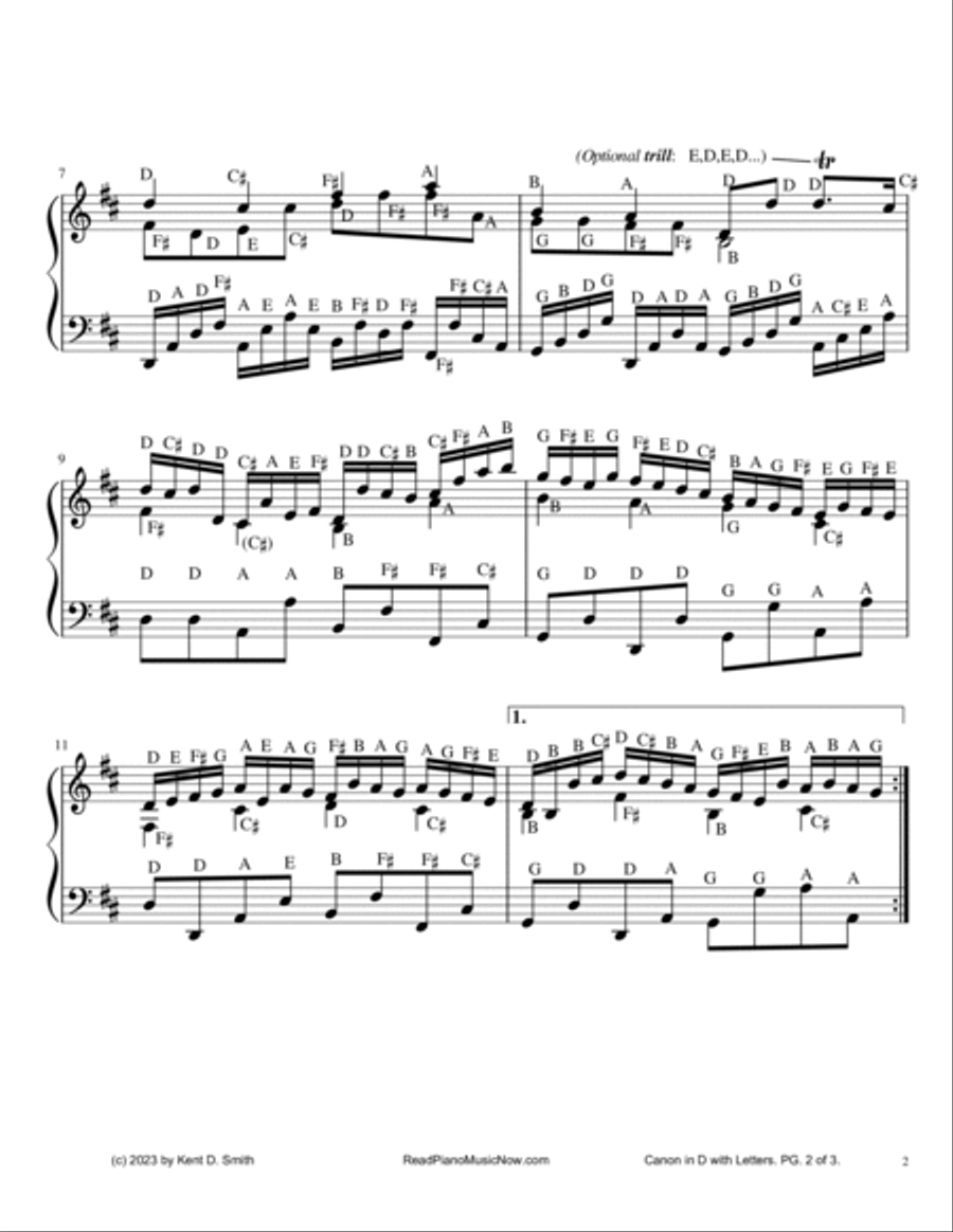 Canon in D (includes Note-Names) Piano Method scores gallery preview page 2
