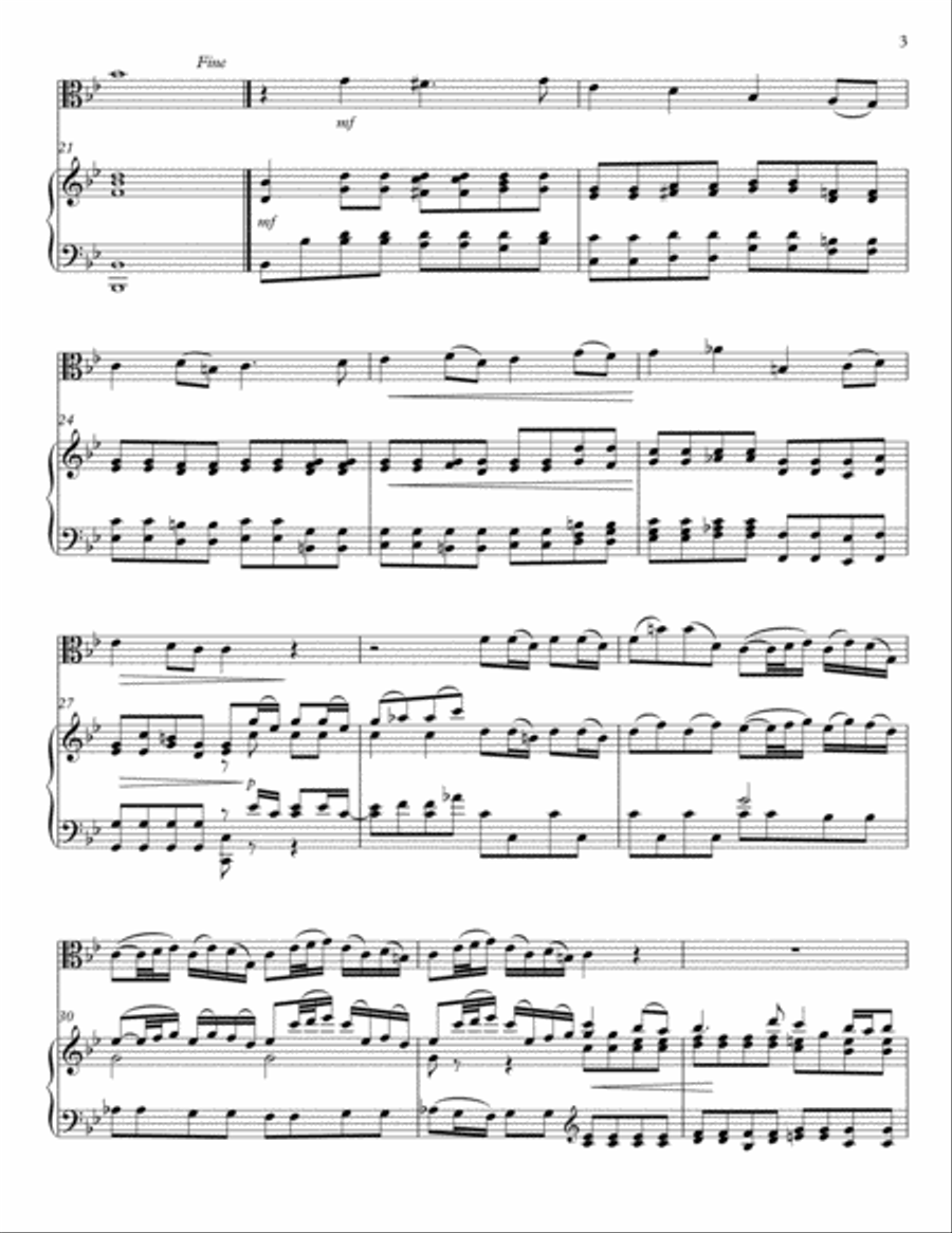 Bach - Sheep May Safely Graze, arranged for Viola and Piano Piano scores gallery preview page 3