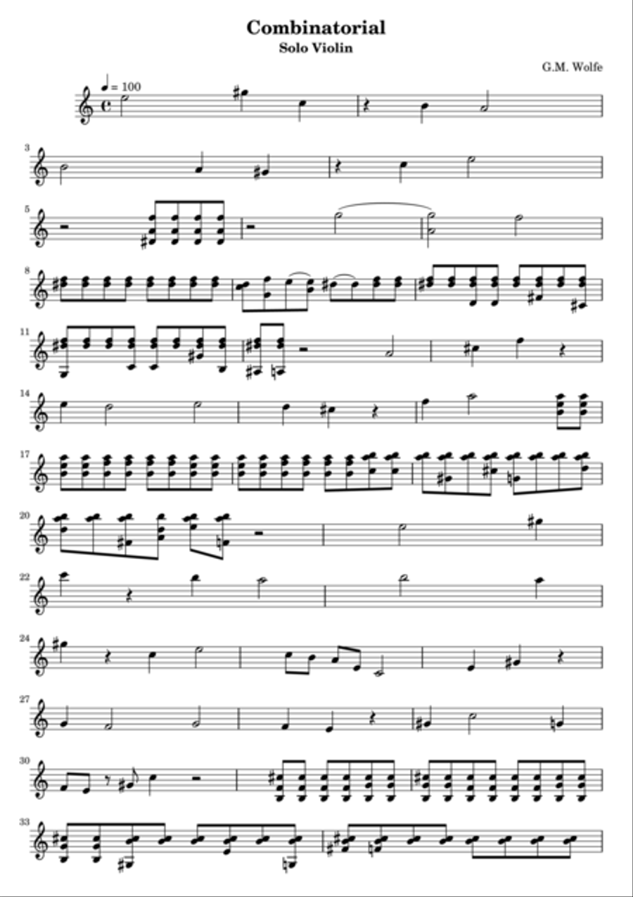 Combinatorial Violin Solo scores gallery preview page 1