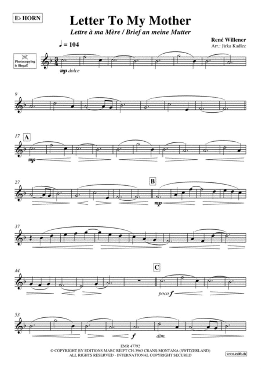 Letter To My Mother Horn scores gallery preview page 3