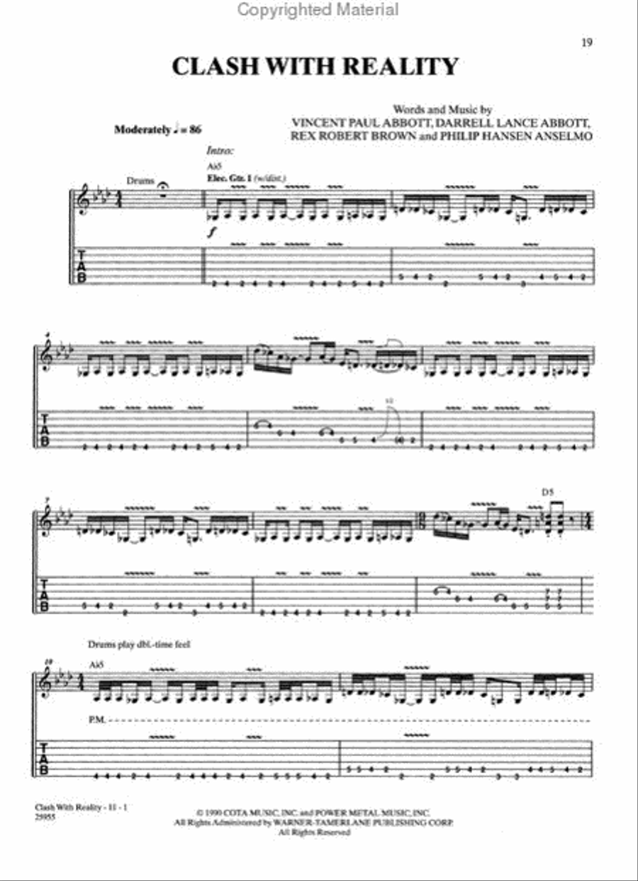 Pantera – Cowboys from Hell Electric Guitar scores gallery preview page 3