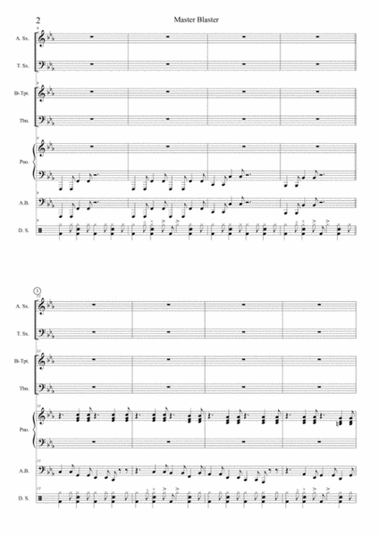 Master Blaster - Score ( Alto Sax, Tenor Sax, Trumpet, Trombone, Piano, Bass, Drums)