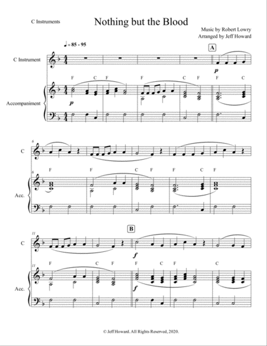 Nothing But the Blood (C instrument and Accompaniment) Large Ensemble scores gallery preview page 1