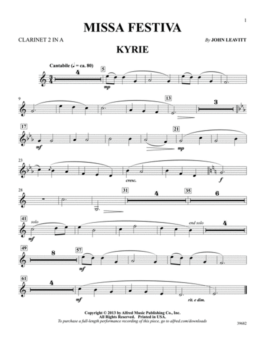 Missa Festiva: Clarinet 2 in A