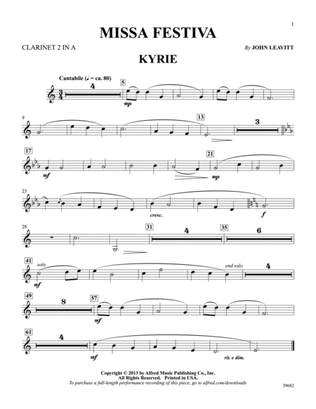 Book cover for Missa Festiva: Clarinet 2 in A