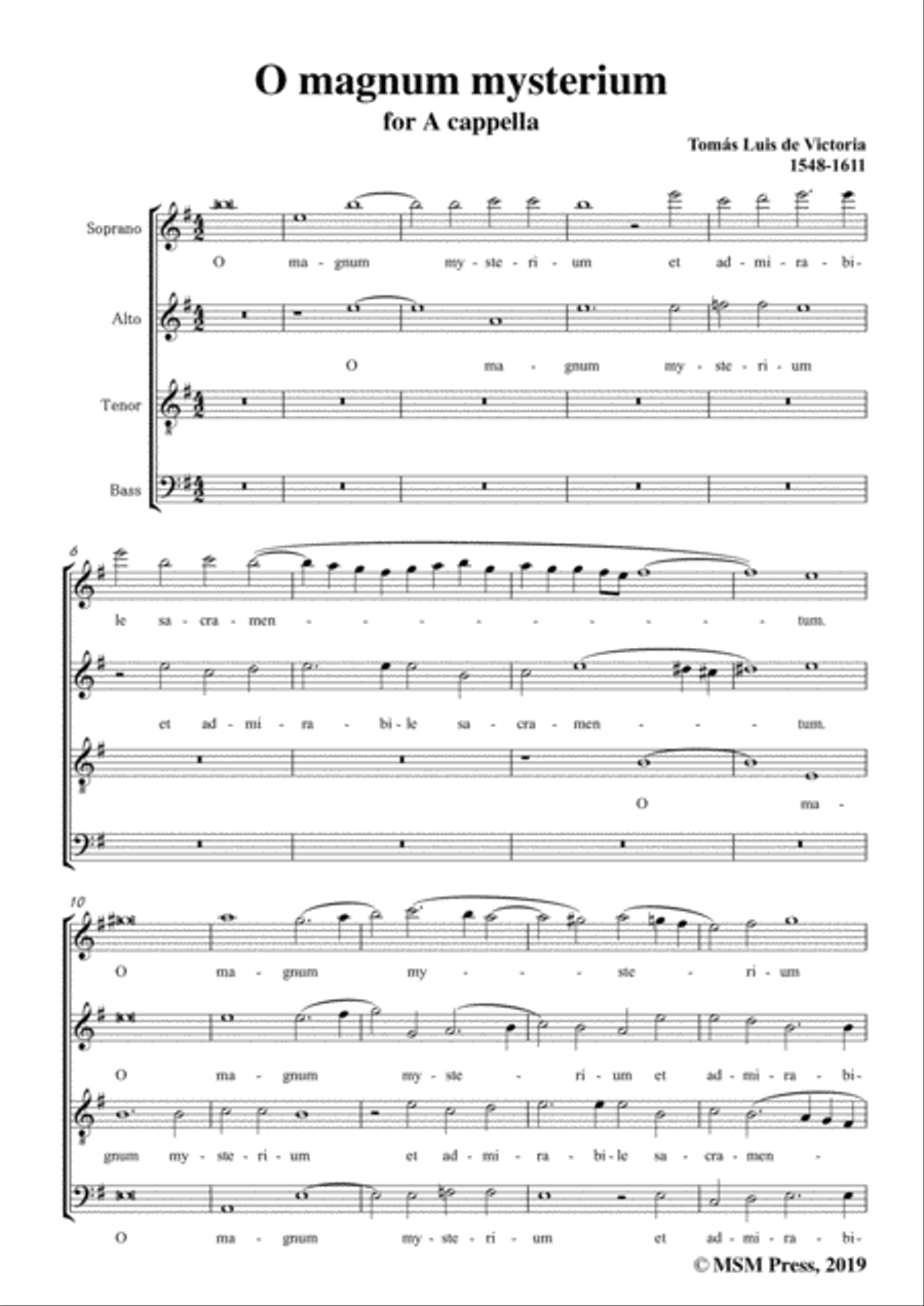 Victoria-O magnum mysterium,in e minor,for A cappella 4-Part scores gallery preview page 3
