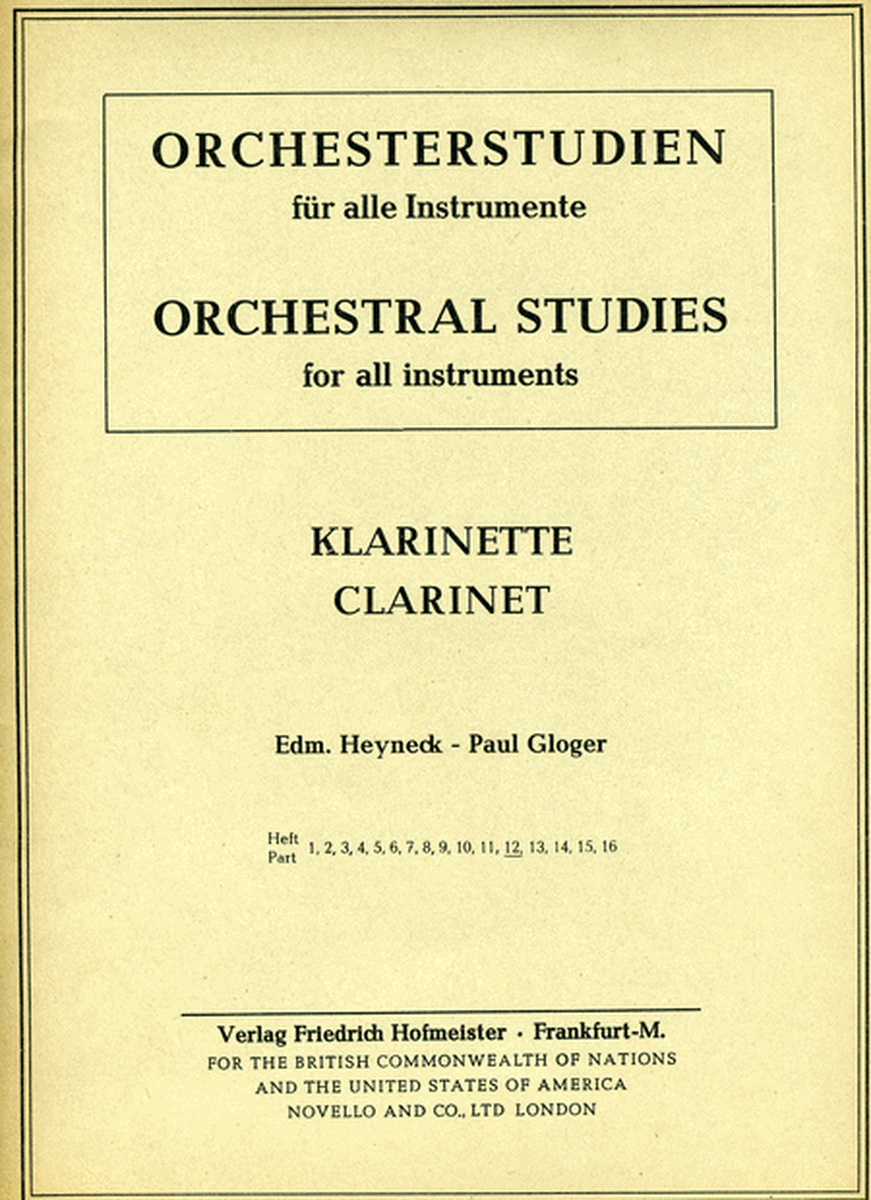 Orchesterstudien Klarinette Band 12