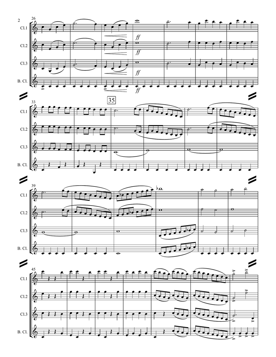 The Marriage of Figaro - Overture (for Clarinet Quartet) Clarinet Quartet scores gallery preview page 3