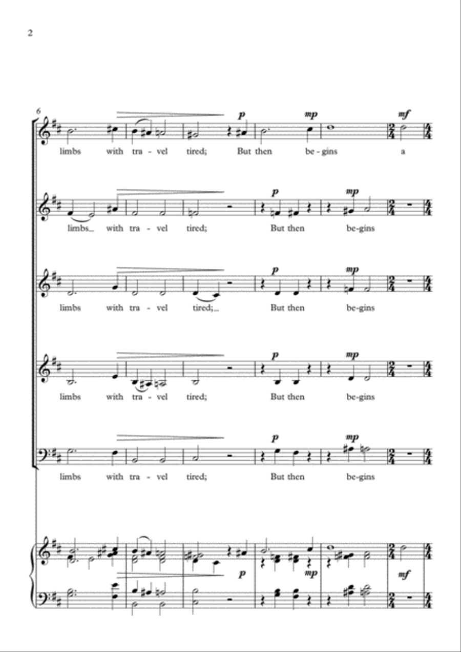 Sonnet 27 - Weary With Toil - Choir SSAAB 3-Part scores gallery preview page 2