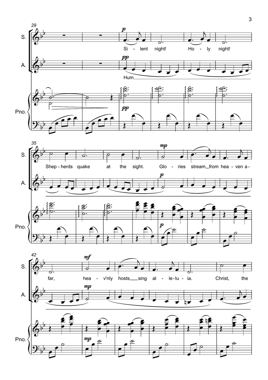 Silent Night - SA, Two part Choir SA scores gallery preview page 3