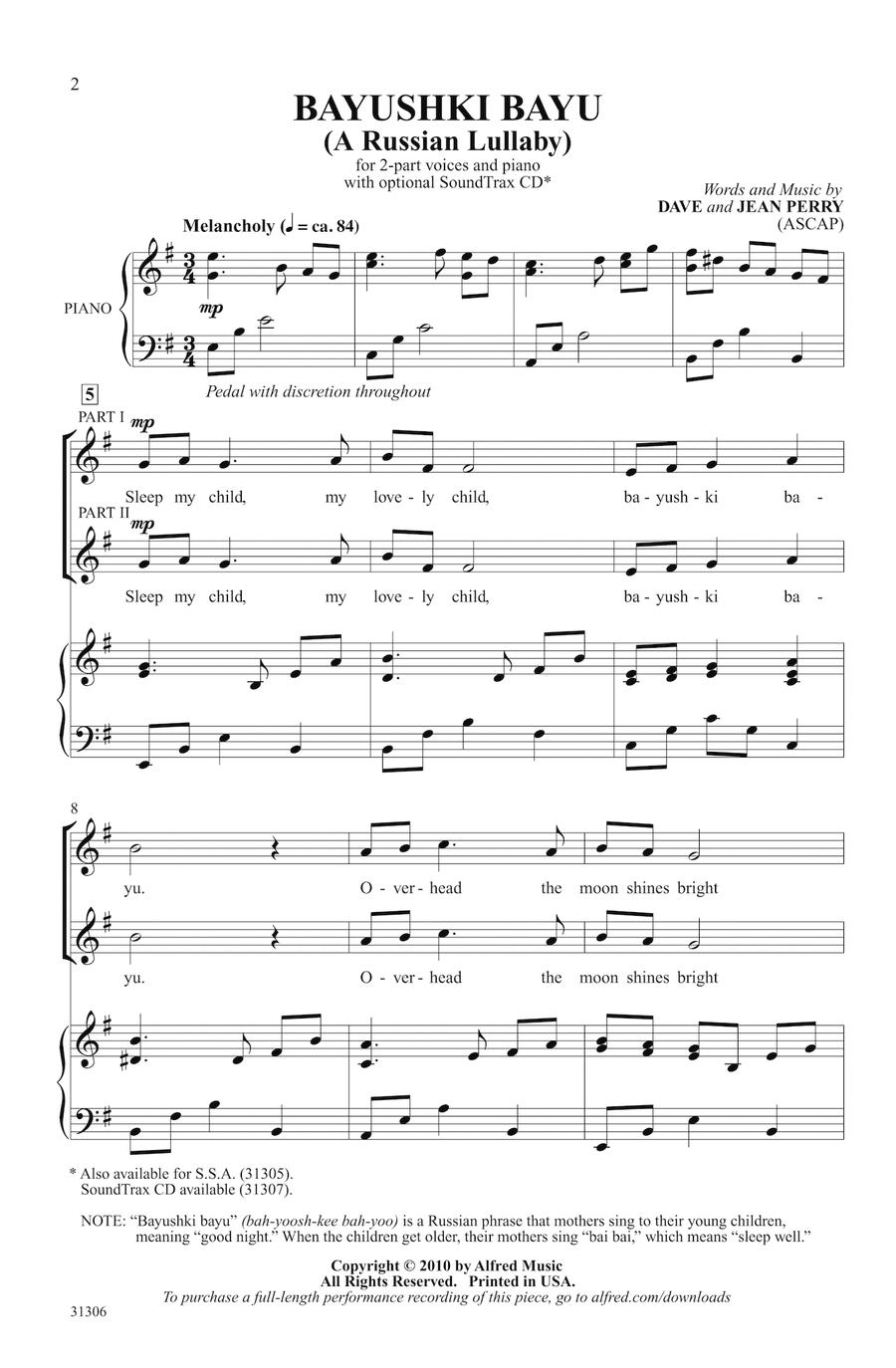 Bayushki Bayu (A Russian Lullaby) Choir scores gallery preview page 1