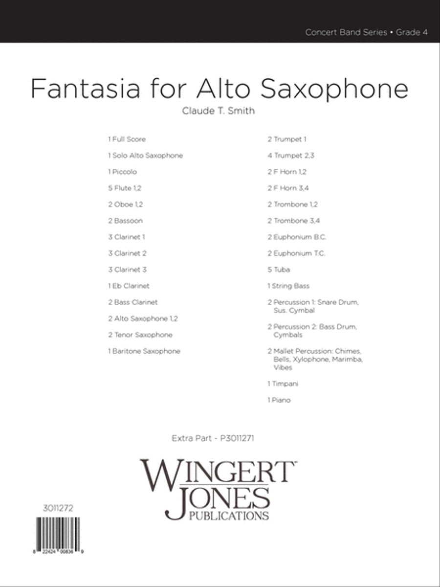 Fantasia For Alto Saxophone Concert Band - Full Score