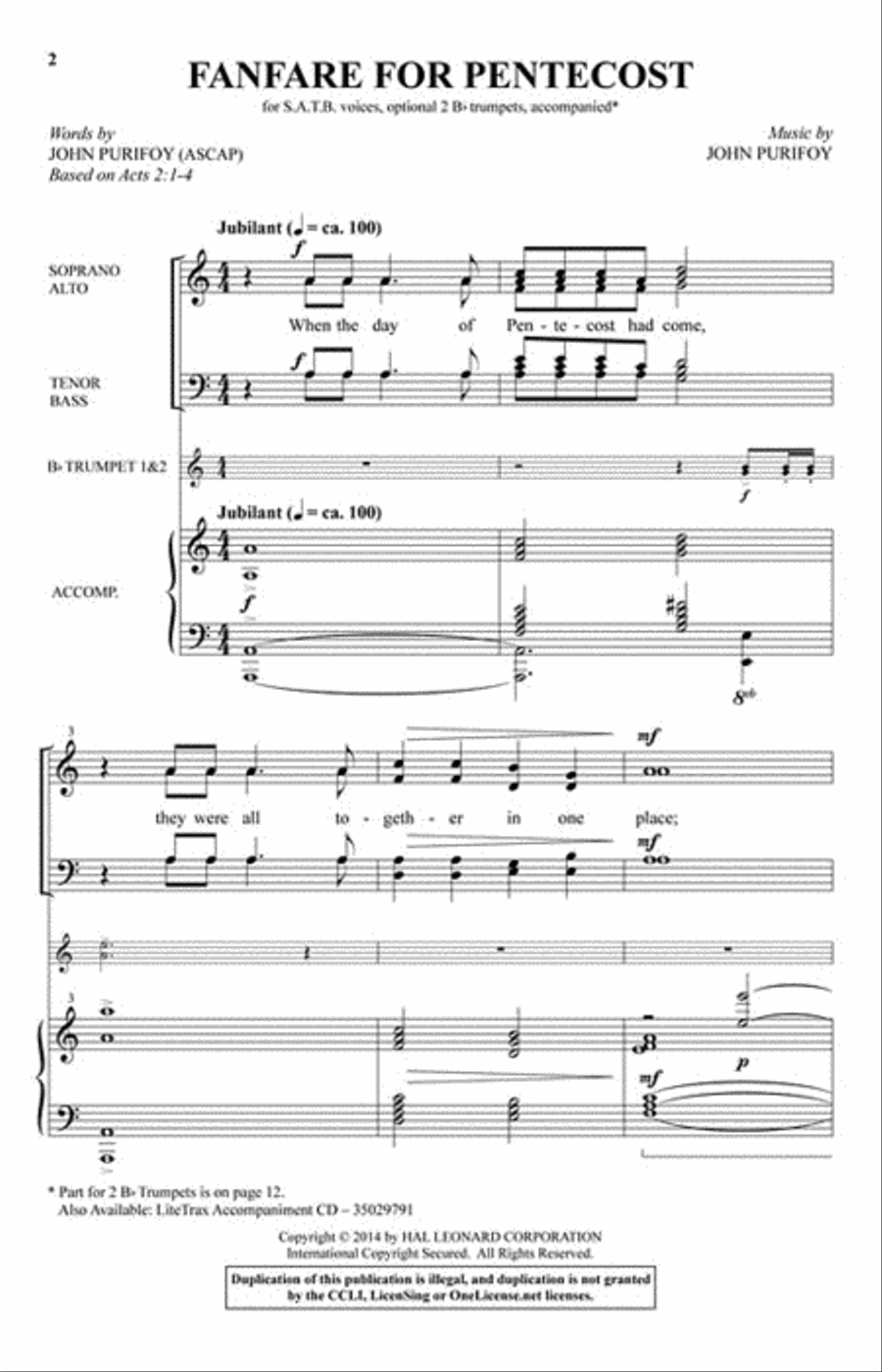 Fanfare for Pentecost 4-Part scores gallery preview page 2