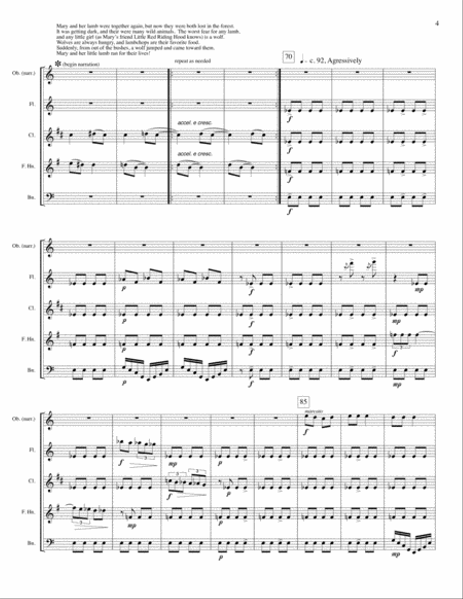 Mary's Little Lamb Woodwind Quintet scores gallery preview page 4