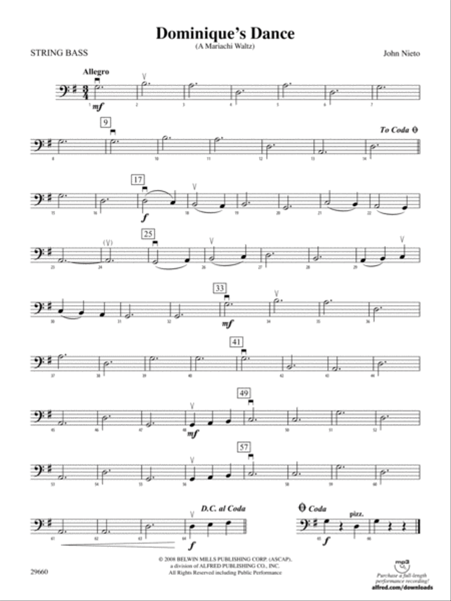 Dominique's Dance: String Bass String Orchestra scores gallery preview page 1