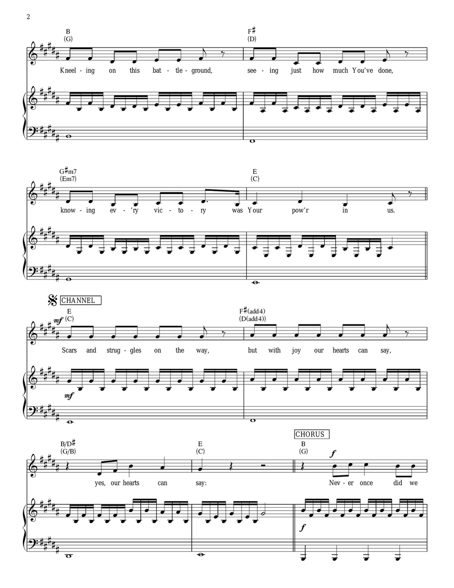 Never Once Never Once Piano, Vocal, Guitar scores gallery preview page 2
