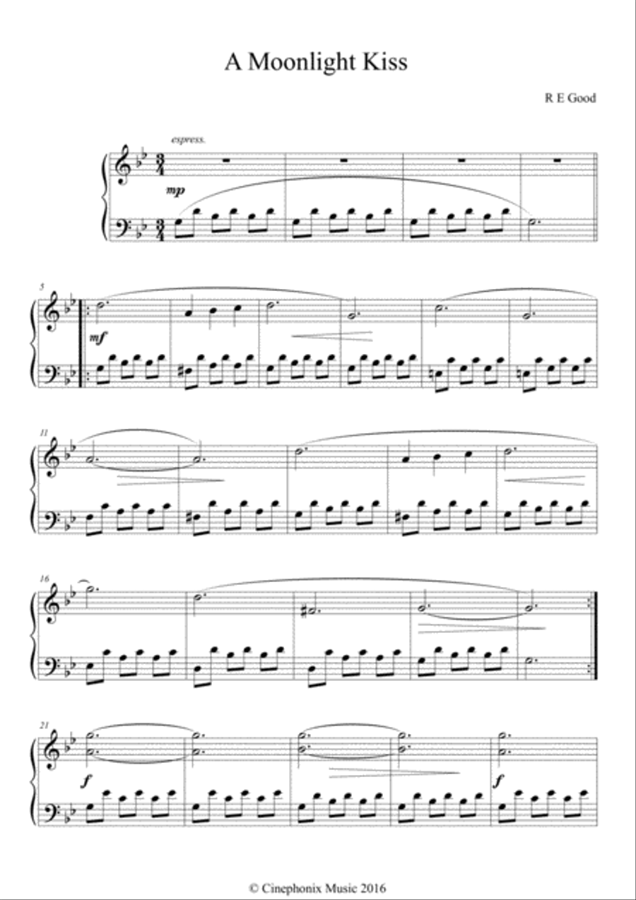 A Moonlight Kiss Piano Solo scores gallery preview page 1
