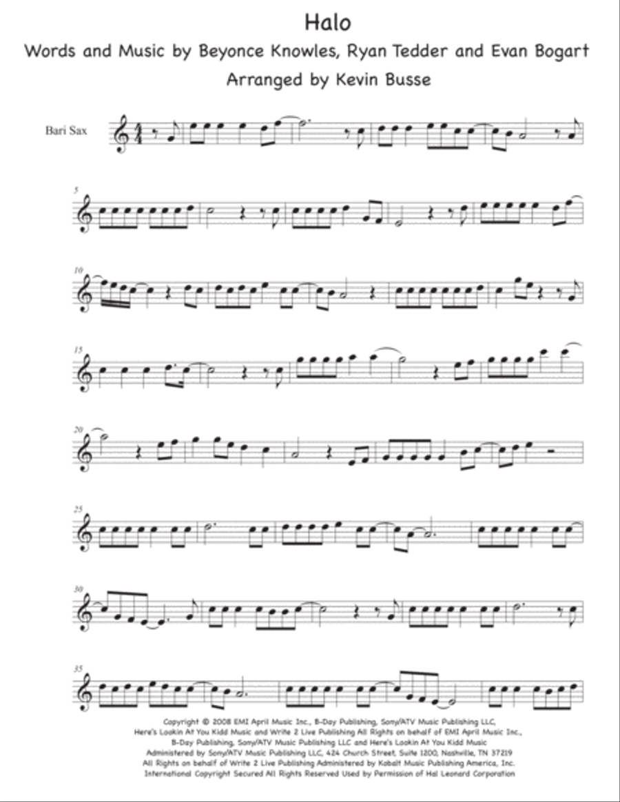 Halo Baritone Saxophone scores gallery preview page 1