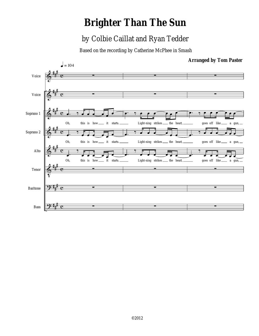 Brighter Than The Sun Brighter Than The Sun Divisi scores gallery preview page 1