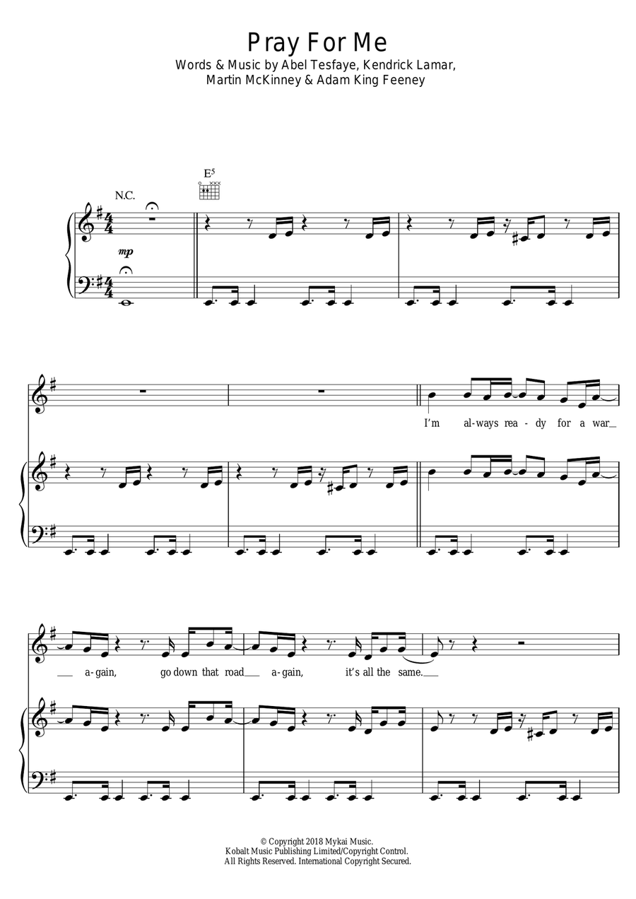 Pray For Me Pray For Me Piano, Vocal scores gallery preview page 1