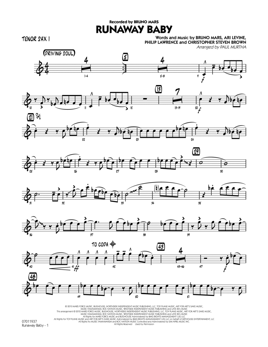 Runaway Baby - Tenor Sax 1