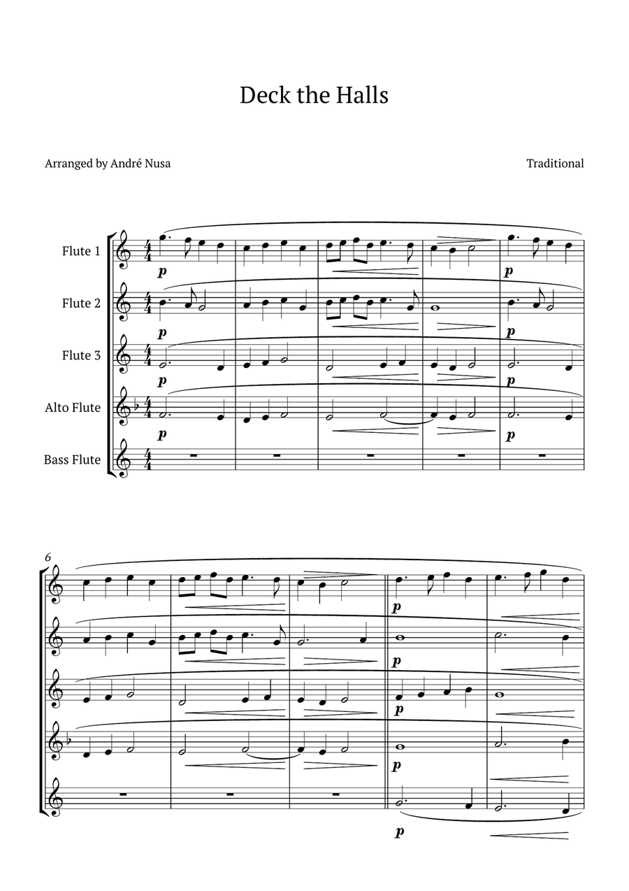 Deck the Halls Woodwind Quintet scores gallery preview page 1