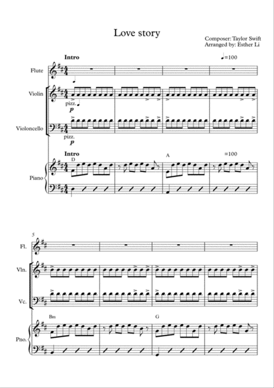 Love Story Small Ensemble scores gallery preview page 1
