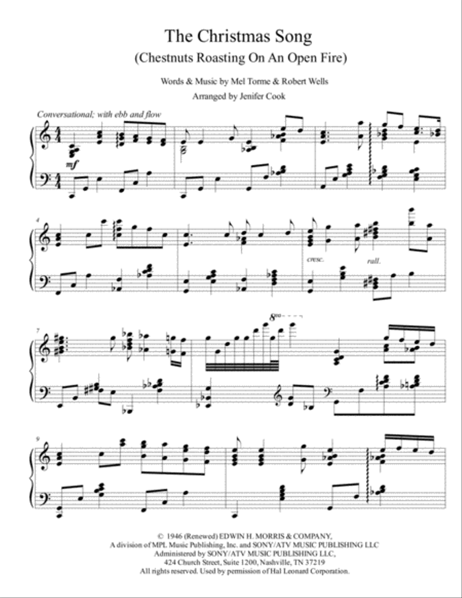 The Christmas Song (Chestnuts Roasting On An Open Fire) Piano Solo scores gallery preview page 1