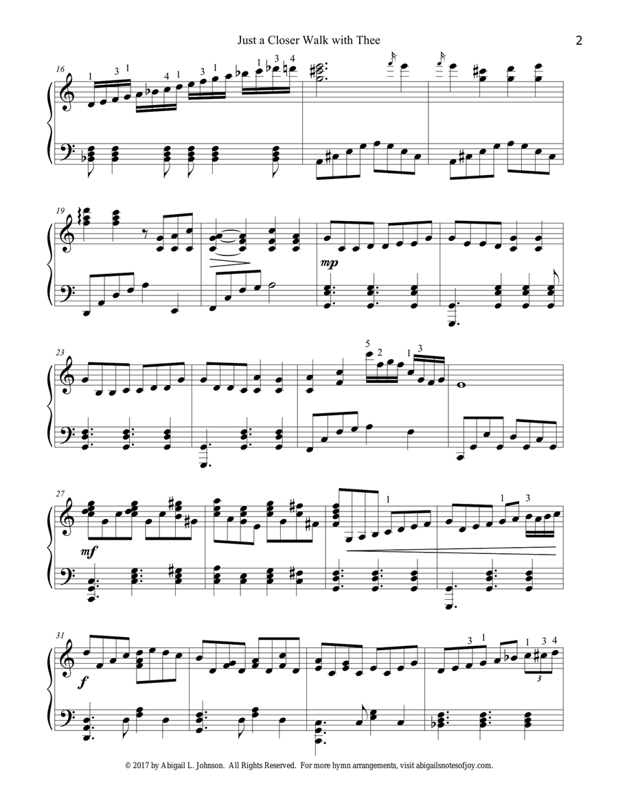 Just a Closer Walk with Thee (Early Advanced Piano Solo) Piano Solo scores gallery preview page 2