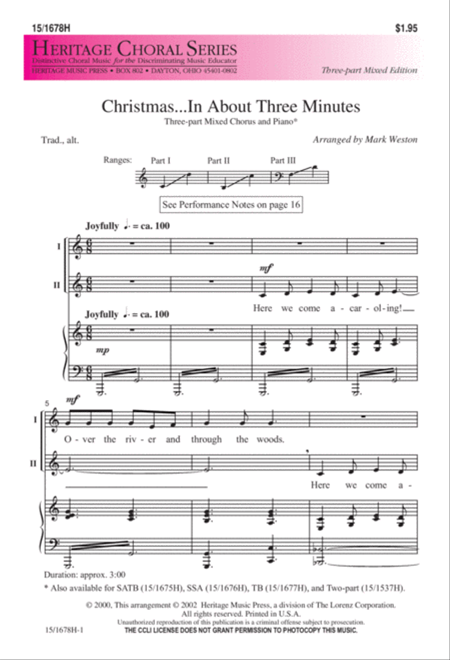 Christmas...In About Three Minutes 3-Part scores gallery preview page 2