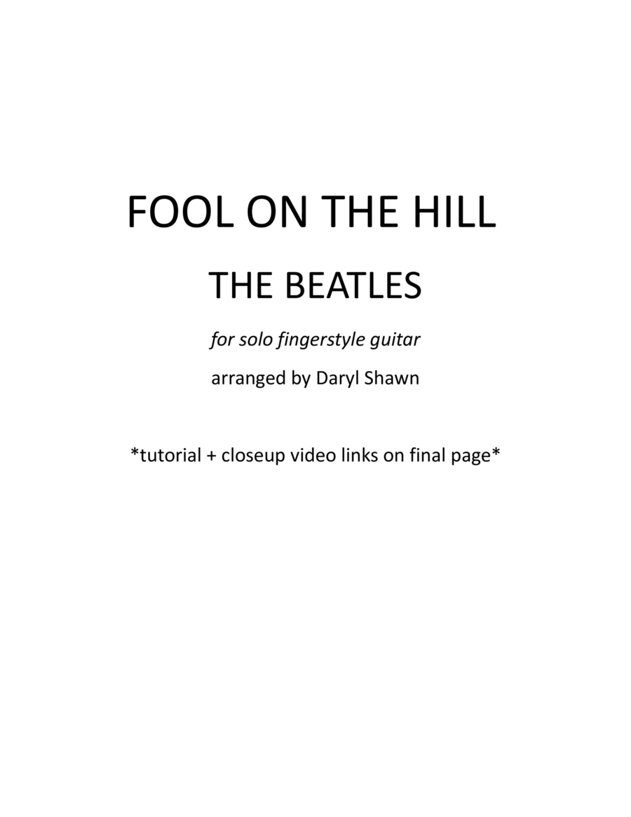 The Fool On The Hill Guitar Tablature scores gallery preview page 1