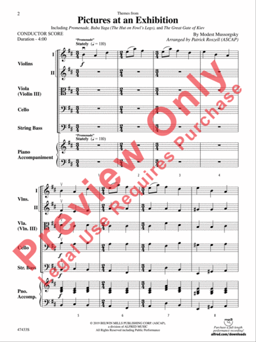 Themes from Pictures at an Exhibition String Orchestra scores gallery preview page 3