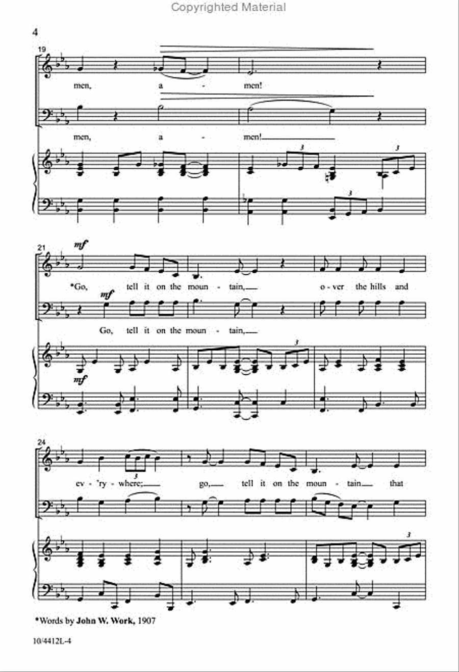 Amen! Tell It on the Mountain! 4-Part scores gallery preview page 4